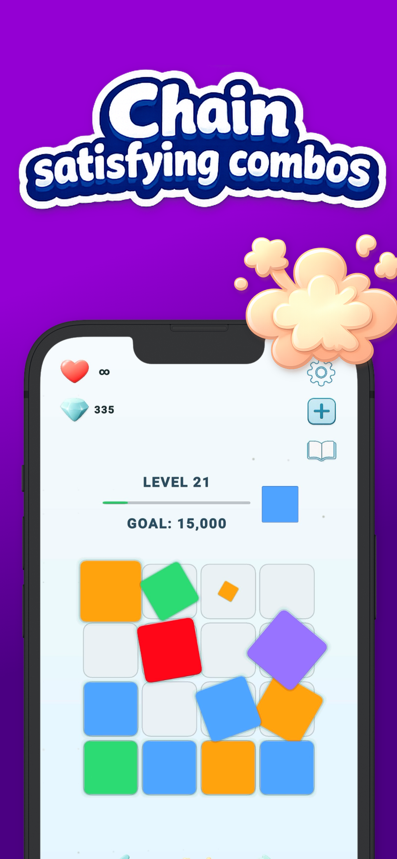 Cross Merge puzzle mobile game by Purr Code - match3 style mechanics